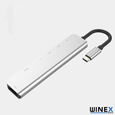 Winex 7in1 USB Type-C Hub Port Adaptör 4K HDMI USB PD Girişli