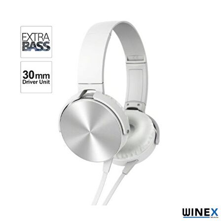 Winex HD Extra Bass Kablolu Mikrofonlu Kulaklık Beyaz