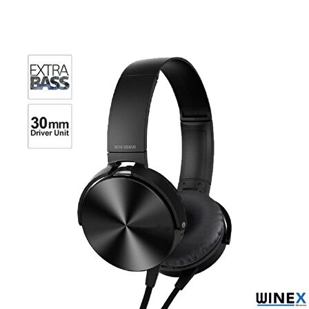 Winex HD Extra Bass Kablolu Mikrofonlu Kulaklık Siyah