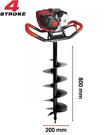 Tomking EA142 Toprak Burgu Makinası 4 Zamanlı Motor 200 mm