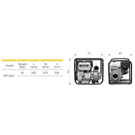 Gardenpro WP-40CI Yüksek Basınçlı Su Motoru 60 mt-90 Ton/saat 15 Hp