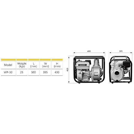 Gardenpro WP-30 Benzinli Su Motoru 3x3