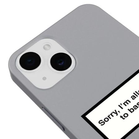 iPhone 14 Gri Lansman Renkli Silikon I'm Allergic Yazılı Kamera Korumalı Telefon Kılıf