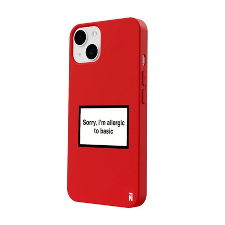 iPhone 13 Kırmızı Lansman Renkli Silikon I'm Allergic Yazılı Kamera Korumalı Telefon Kılıf