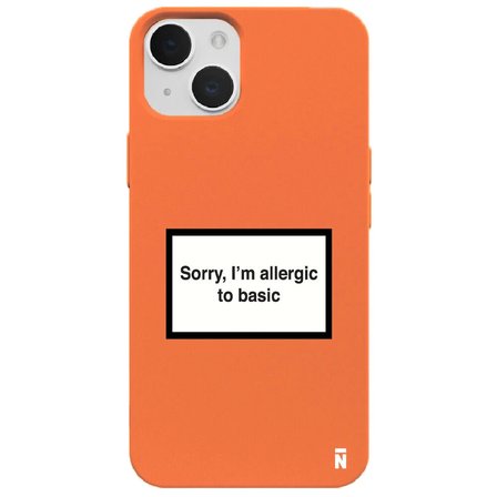 iPhone 13 Turuncu Lansman Renkli Silikon I'm Allergic Yazılı Kamera Korumalı Telefon Kılıf