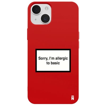 iPhone 12 Kırmızı Lansman Renkli Silikon I'm Allergic Yazılı Kamera Korumalı Telefon Kılıf