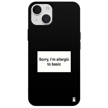 iPhone 11 Siyah Lansman Renkli Silikon I'm Allergic Yazılı Kamera Korumalı Telefon Kılıf