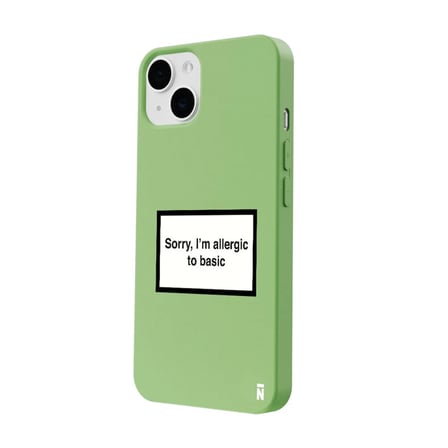 iPhone 11 Yeşil Lansman Renkli Silikon I'm Allergic Yazılı Kamera Korumalı Telefon Kılıf