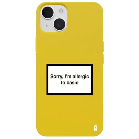 iPhone 11 Sarı Lansman Renkli Silikon I'm Allergic Yazılı Kamera Korumalı Telefon Kılıf