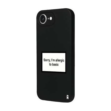 iPhone 16E Siyah Lansman Renkli Silikon I'm Allergic Yazılı Kamera Korumalı Telefon Kılıf