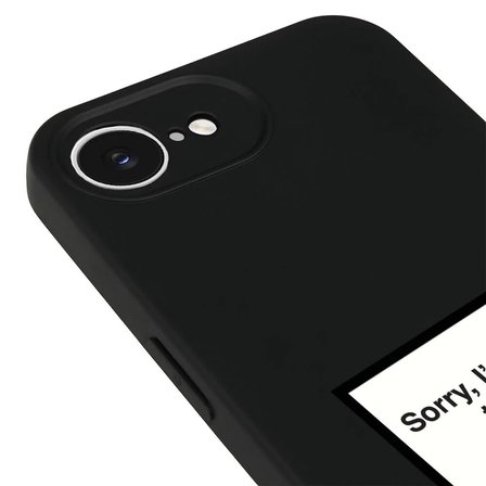 iPhone 16E Siyah Lansman Renkli Silikon I'm Allergic Yazılı Kamera Korumalı Telefon Kılıf