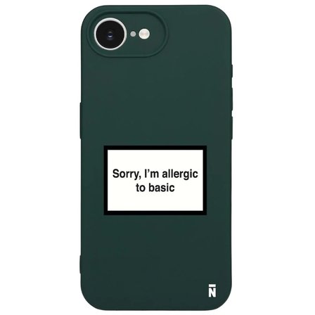 iPhone 16E Yeşil Lansman Renkli Silikon I'm Allergic Yazılı Kamera Korumalı Telefon Kılıf