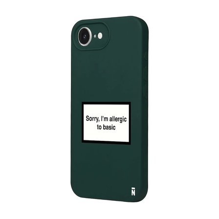 iPhone 16E Yeşil Lansman Renkli Silikon I'm Allergic Yazılı Kamera Korumalı Telefon Kılıf