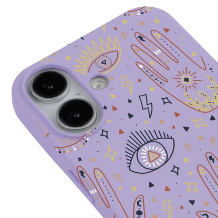 iPhone 16 Lila Lansman Renkli Silikon I'm Mysterious Tasarımlı Kamera Korumalı Telefon Kılıf