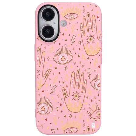 iPhone 16 Pembe Lansman Renkli Silikon I'm Mysterious Tasarımlı Kamera Korumalı Telefon Kılıf