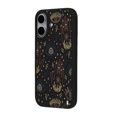 iPhone 16 Plus Siyah Lansman Renkli Silikon I'm Mysterious Tasarımlı Kamera Korumalı Telefon Kılıf