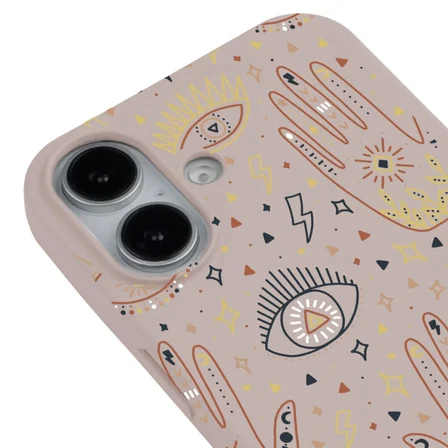 iPhone 16 Plus Pudra Lansman Renkli Silikon I'm Mysterious Tasarımlı Kamera Korumalı Telefon Kılıf