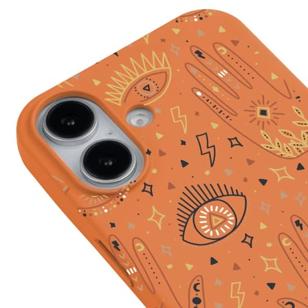 iPhone 16 Plus Turuncu Lansman Renkli Silikon I'm Mysterious Tasarımlı Kamera Korumalı Telefon Kılıf