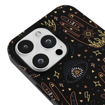 iPhone 16 Pro Siyah Lansman Renkli Silikon I'm Mysterious Tasarımlı Kamera Korumalı Telefon Kılıf