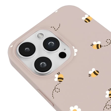 iPhone 11 Pro Pudra Lansman Renkli Silikon Bees and Flowers Tasarımlı Kılıf