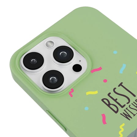 iPhone 11 Pro Yeşil Lansman Renkli Silikon Best Wishes Kedi Tasarımlı Kılıf