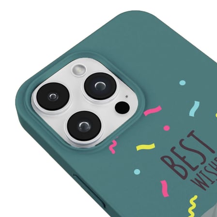iPhone 11 Pro Haki Lansman Renkli Silikon Best Wishes Kedi Tasarımlı Kılıf