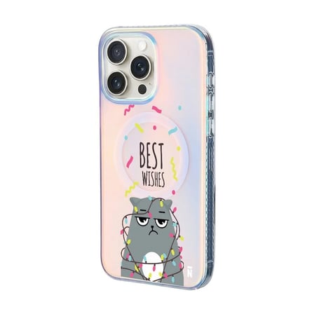 iPhone 16 Pro Max Hologram Magsafe Best Wishes Kedi Tasarımlı Premium Telefon Kılıf