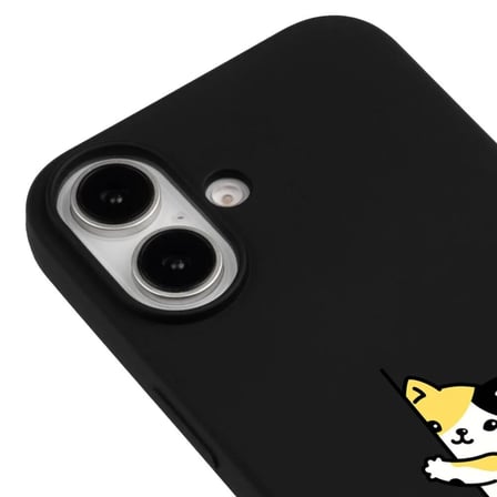iPhone 17 Siyah Lansman Renkli Silikon Cat Lover Kedi Tasarımlı Kılıf