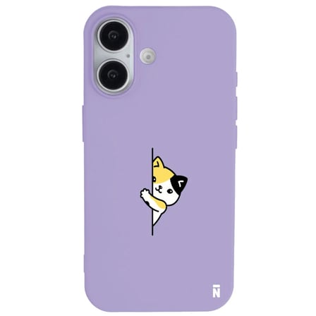 iPhone 17 Lila Lansman Renkli Silikon Cat Lover Kedi Tasarımlı Kılıf