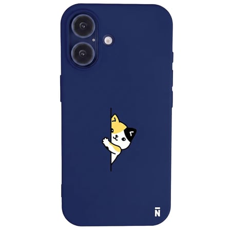 iPhone 17 Lacivert Lansman Renkli Silikon Cat Lover Kedi Tasarımlı Kılıf