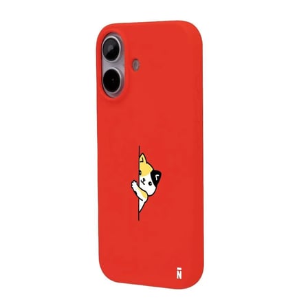 iPhone 16 Plus Kırmızı Lansman Renkli Silikon Cat Lover Kedi Tasarımlı Kılıf