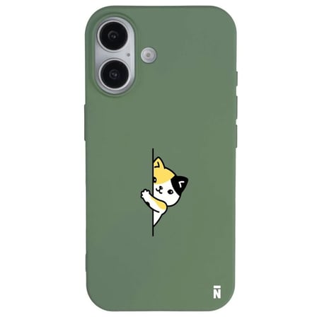 iPhone 16 Yeşil Lansman Renkli Silikon Cat Lover Kedi Tasarımlı Kılıf