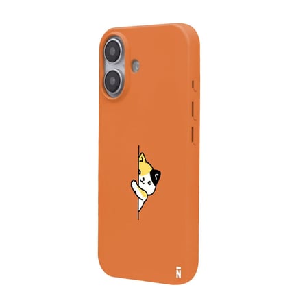 iPhone 16 Turuncu Lansman Renkli Silikon Cat Lover Kedi Tasarımlı Kılıf