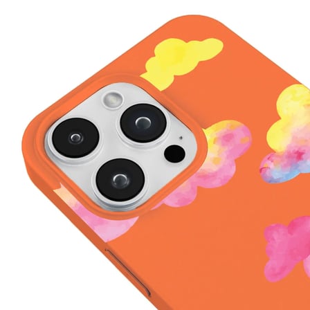 iPhone 16 Pro Max Turuncu Lansman Renkli Silikon Colorful Bulut Tasarımlı Kılıf