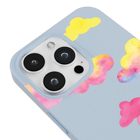 iPhone 15 Pro Max Mavi Lansman Renkli Silikon Colorful Bulut Tasarımlı Kılıf