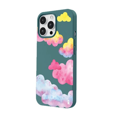 iPhone 14 Pro Max Haki Lansman Renkli Silikon Colorful Bulut Tasarımlı Kılıf