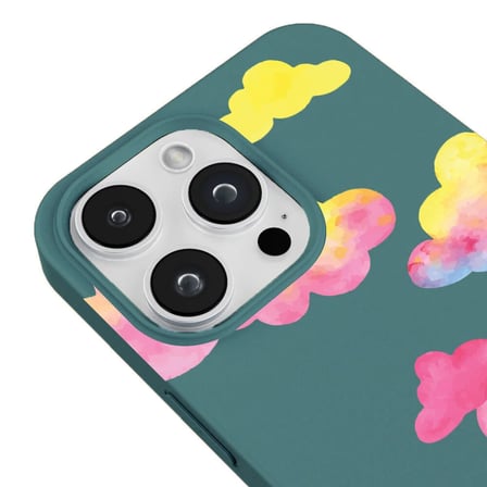iPhone 14 Pro Max Haki Lansman Renkli Silikon Colorful Bulut Tasarımlı Kılıf