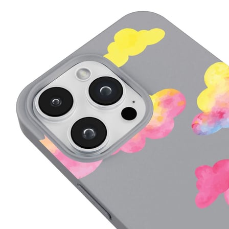 iPhone 13 Pro Max Gri Lansman Renkli Silikon Colorful Bulut Tasarımlı Kılıf