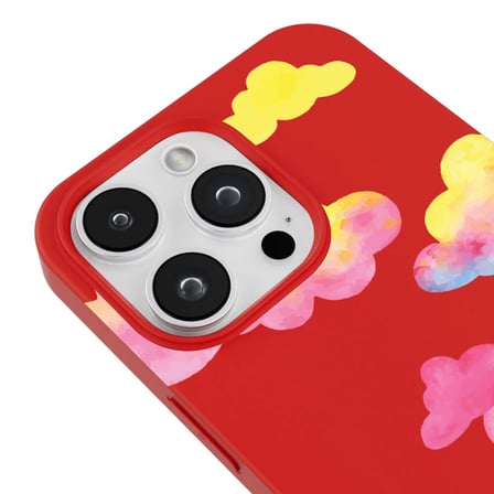 iPhone 13 Pro Max Kırmızı Lansman Renkli Silikon Colorful Bulut Tasarımlı Kılıf