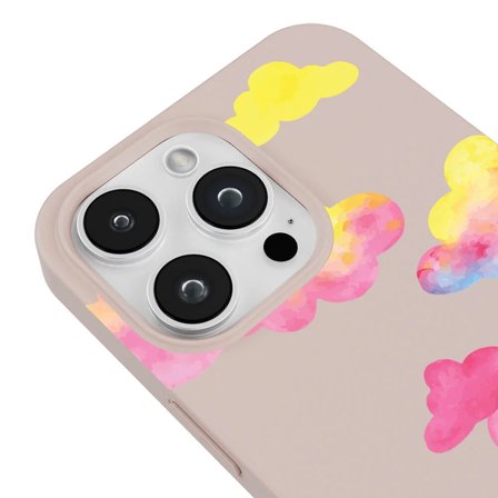 iPhone 16 Pro Pudra Lansman Renkli Silikon Colorful Bulut Tasarımlı Kılıf