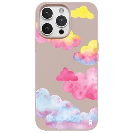 iPhone 15 Pro Pudra Lansman Renkli Silikon Colorful Bulut Tasarımlı Kılıf
