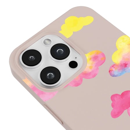 iPhone 15 Pro Pudra Lansman Renkli Silikon Colorful Bulut Tasarımlı Kılıf