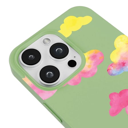 iPhone 14 Pro Yeşil Lansman Renkli Silikon Colorful Bulut Tasarımlı Kılıf