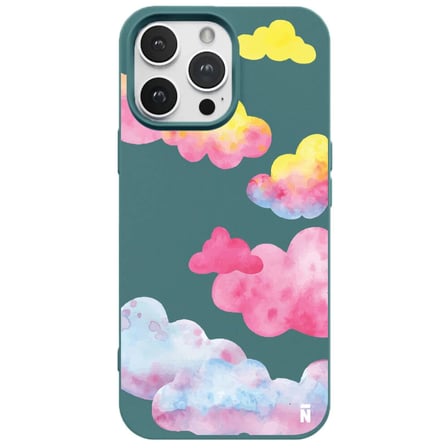 iPhone 14 Pro Haki Lansman Renkli Silikon Colorful Bulut Tasarımlı Kılıf