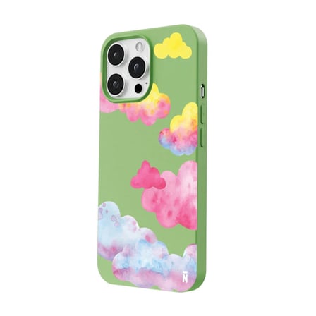 iPhone 13 Pro Yeşil Lansman Renkli Silikon Colorful Bulut Tasarımlı Kılıf