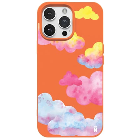 iPhone 13 Pro Turuncu Lansman Renkli Silikon Colorful Bulut Tasarımlı Kılıf