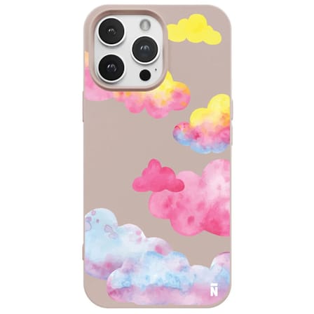 iPhone 12 Pro Pudra Lansman Renkli Silikon Colorful Bulut Tasarımlı Kılıf