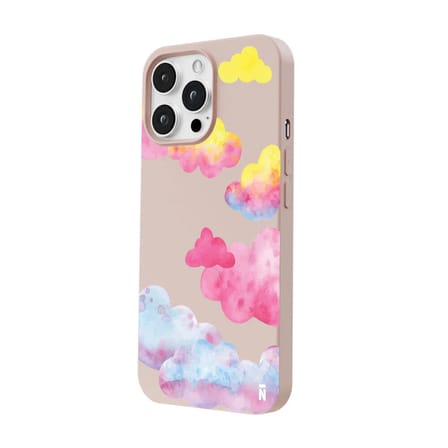 iPhone 12 Pro Pudra Lansman Renkli Silikon Colorful Bulut Tasarımlı Kılıf
