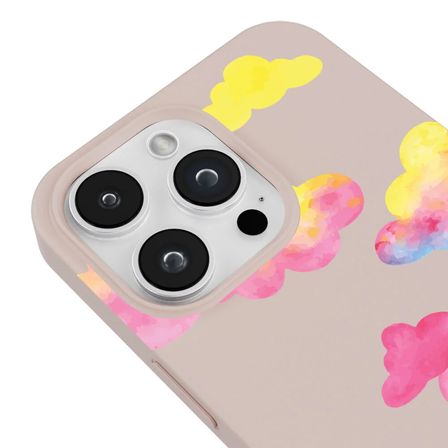 iPhone 12 Pro Pudra Lansman Renkli Silikon Colorful Bulut Tasarımlı Kılıf