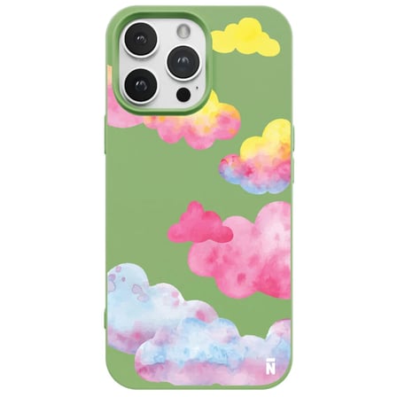 iPhone 11 Pro Yeşil Lansman Renkli Silikon Colorful Bulut Tasarımlı Kılıf